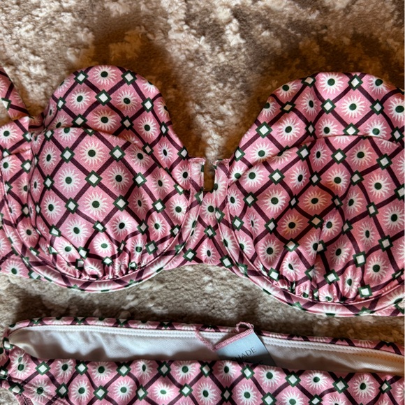 Shade & Shore Pink Floral Bikini Top and Bottom Set - Picture 6 of 6